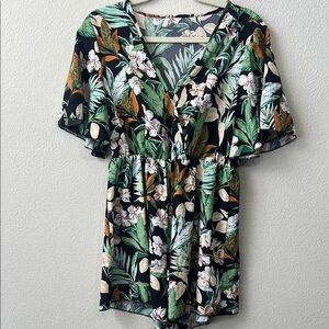 Floral Tropical Print Romper